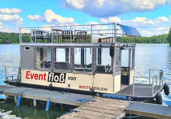 Floss Partyfloß mieten Berlin Köpenick für Event max. 18 Personen führerscheinfrei Bild 1