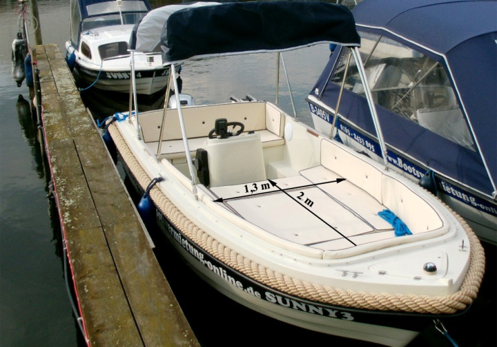 Motorboot führerscheinfreies 15 PS Motorboot Sunny 3 bis 4+3 Pers. ab 96 ? für 3 Stunden Bild 9