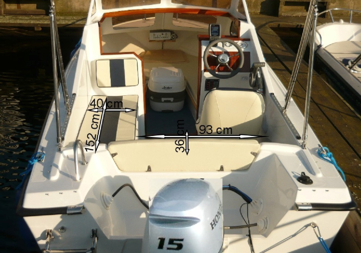 Motorboot führerscheinfreies 15 PS Motorboot Sunny 4 bis 4+1 Pers. ab 90 ? für 3 Stunden Bild 9