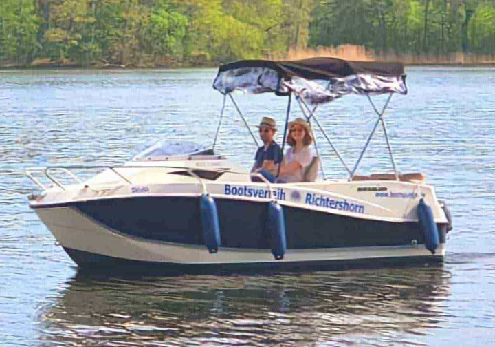 Motorboot Führerscheinfreies Motorboot Quicksilver 455 ?Willi? mieten in Berlin Köpenick Grünau Bild 1