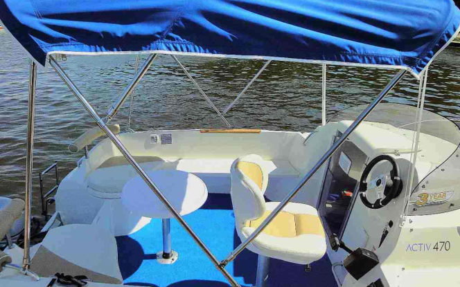 Motorboot Führerscheinfreies Motorboot Quicksilver 470 ”Evi” in Berlin Köpenick Grünau mieten Bild 3