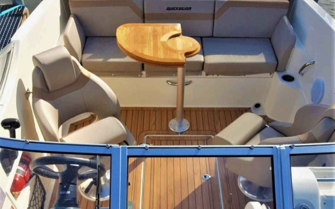 Motorboot Führerscheinpflichtiges Motorboot 90 PS Quicksilver 595 ?Ilse? mieten in Berlin Köpenick Grünau Bild 4