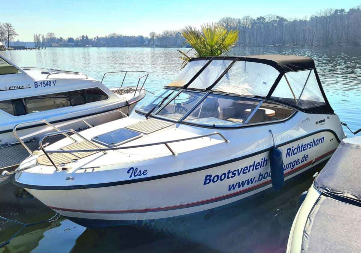 Motorboot Führerscheinpflichtiges Motorboot 90 PS Quicksilver 595 ?Ilse? mieten in Berlin Köpenick Grünau Bild 2