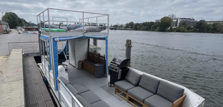 Floss IsLa II Grillboot - Eventboot - auf dem Tegeler See - bis zu 14 Personen - Wassererlebnis-Berlin mit Rutsche mieten