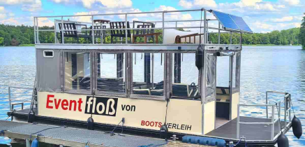 Floss Partyfloß mieten Berlin Köpenick für Event max. 18 Personen führerscheinfrei mieten