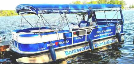 Floss Partyfloss mieten Berlin Köpenick Grünau-Ponton Grillboot ?Alfred? mieten