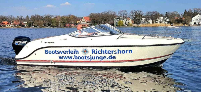 Motorboot Führerscheinpflichtiges Motorboot 90 PS Quicksilver 595 ?Ilse? mieten in Berlin Köpenick Grünau mieten