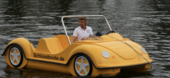 Tretboot Tretboot Beetle gelb mieten