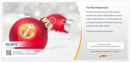 mietboote Bootscharter Personalisierte Weihnachtsgutscheine