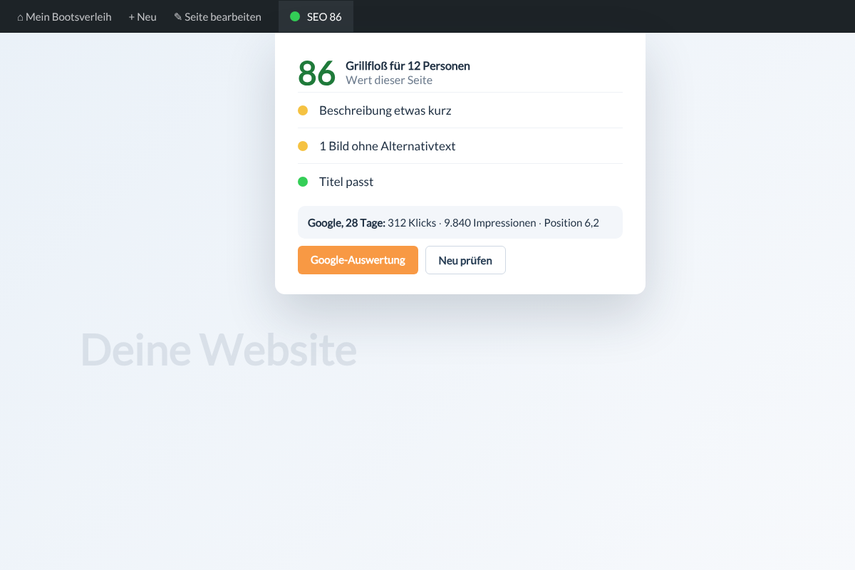 SEO-Check in der WordPress Admin-Leiste