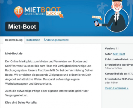 Buchungssystem Wordpress Plugin für den Bootsanbieter Bild 2
